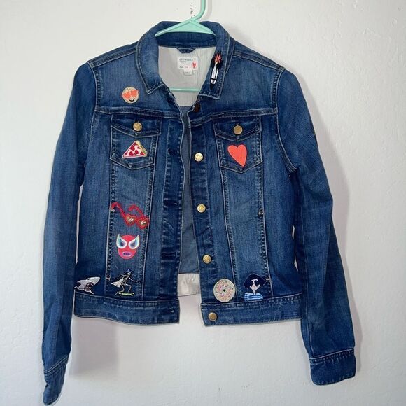 CrewCuts Girls Stretch Denim Jacket With Patches Size 14 - Picture 1 of 8